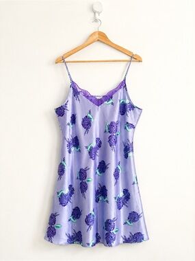 Vintage 90s Delta Burke Lilac Floral Slip Dress - Coquette Fairycore - Size 1X